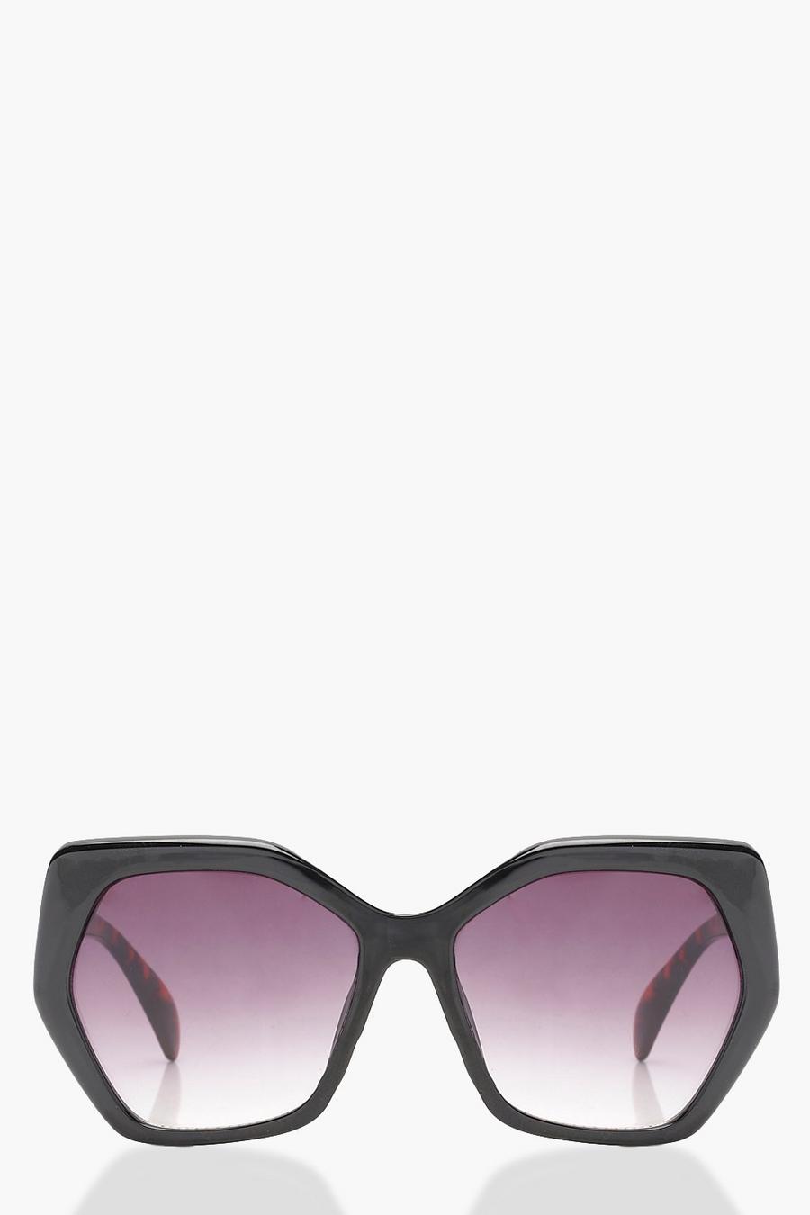 Violet Gradient Lens Oversized Sunglasses, Black image number 1