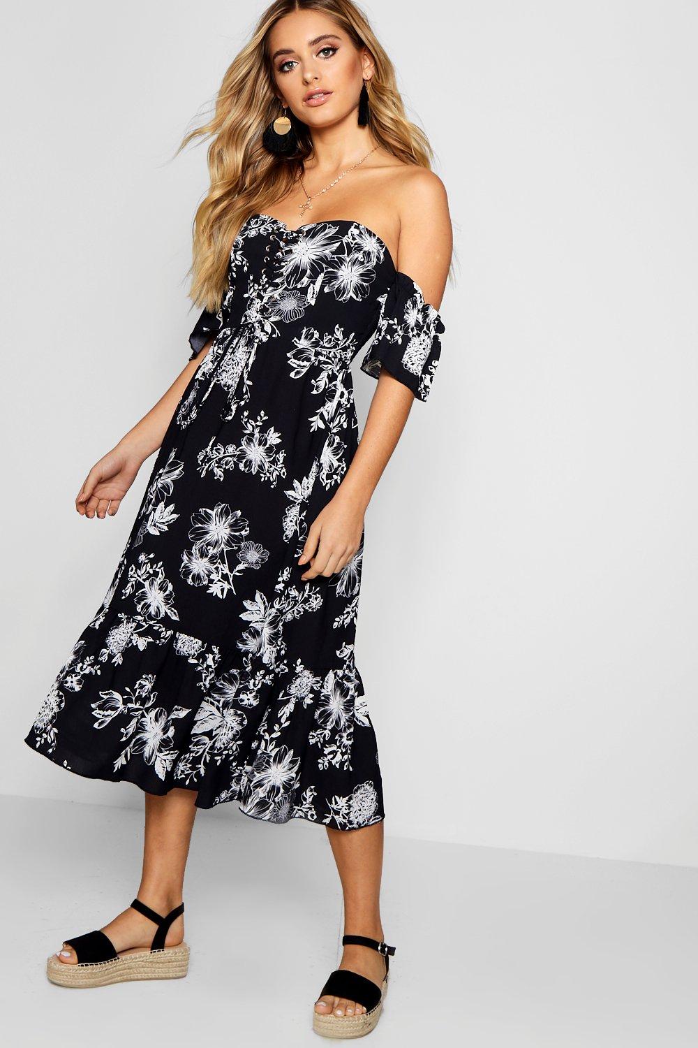 boohoo lace up dress