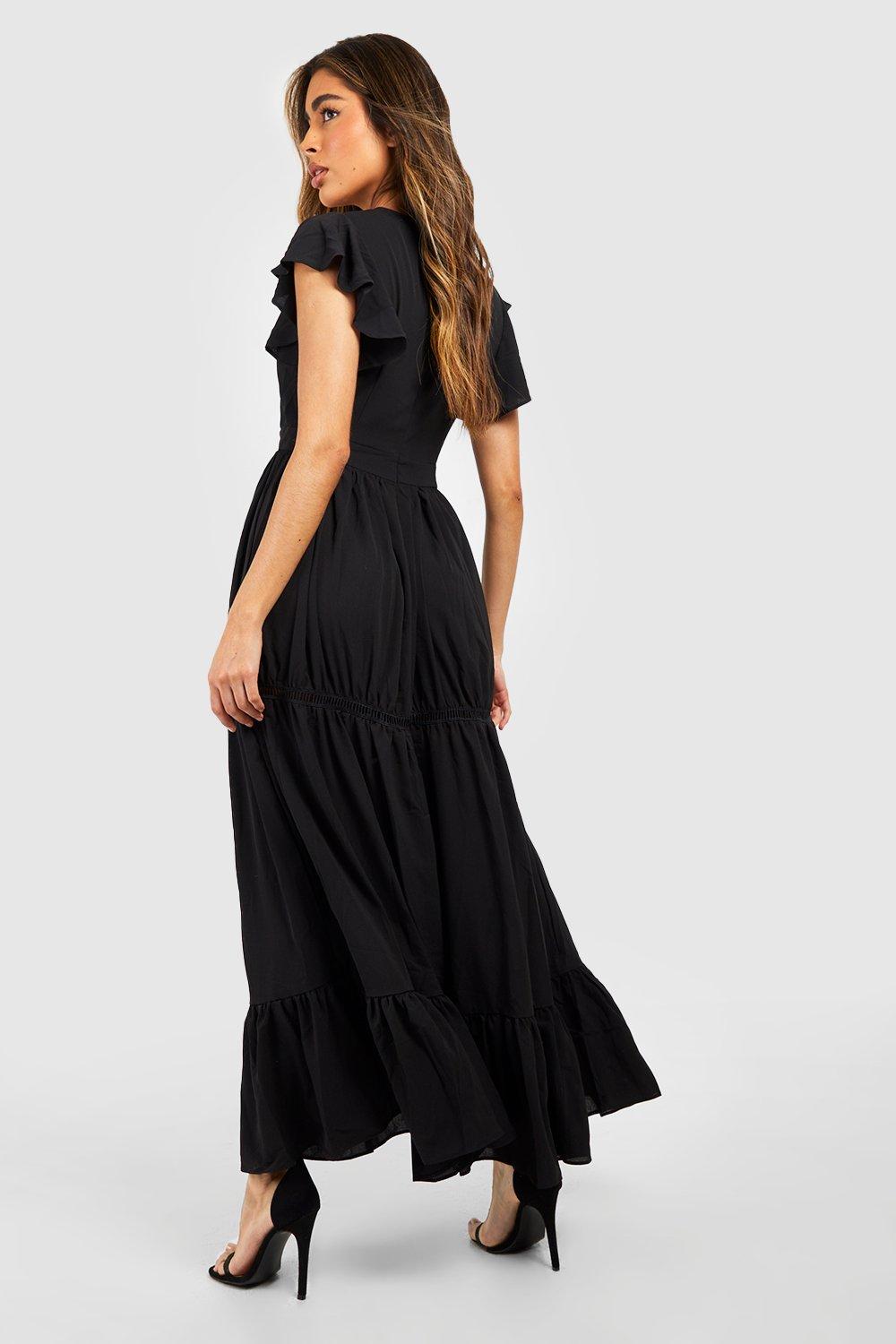 Boohoo black outlet embroidered dress