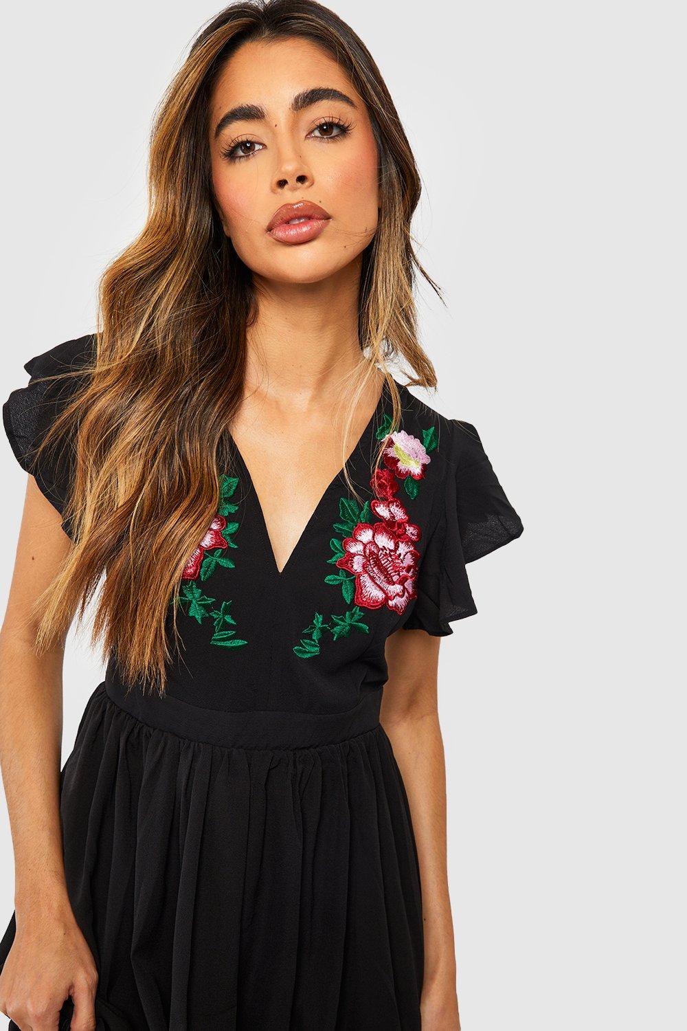 Boohoo embroidered dress hotsell