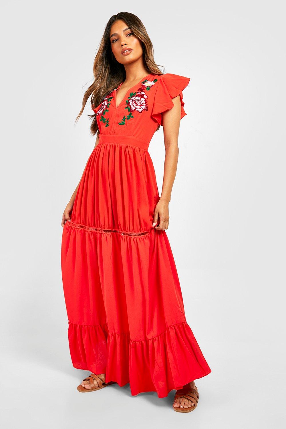 boohoo embroidered maxi dress