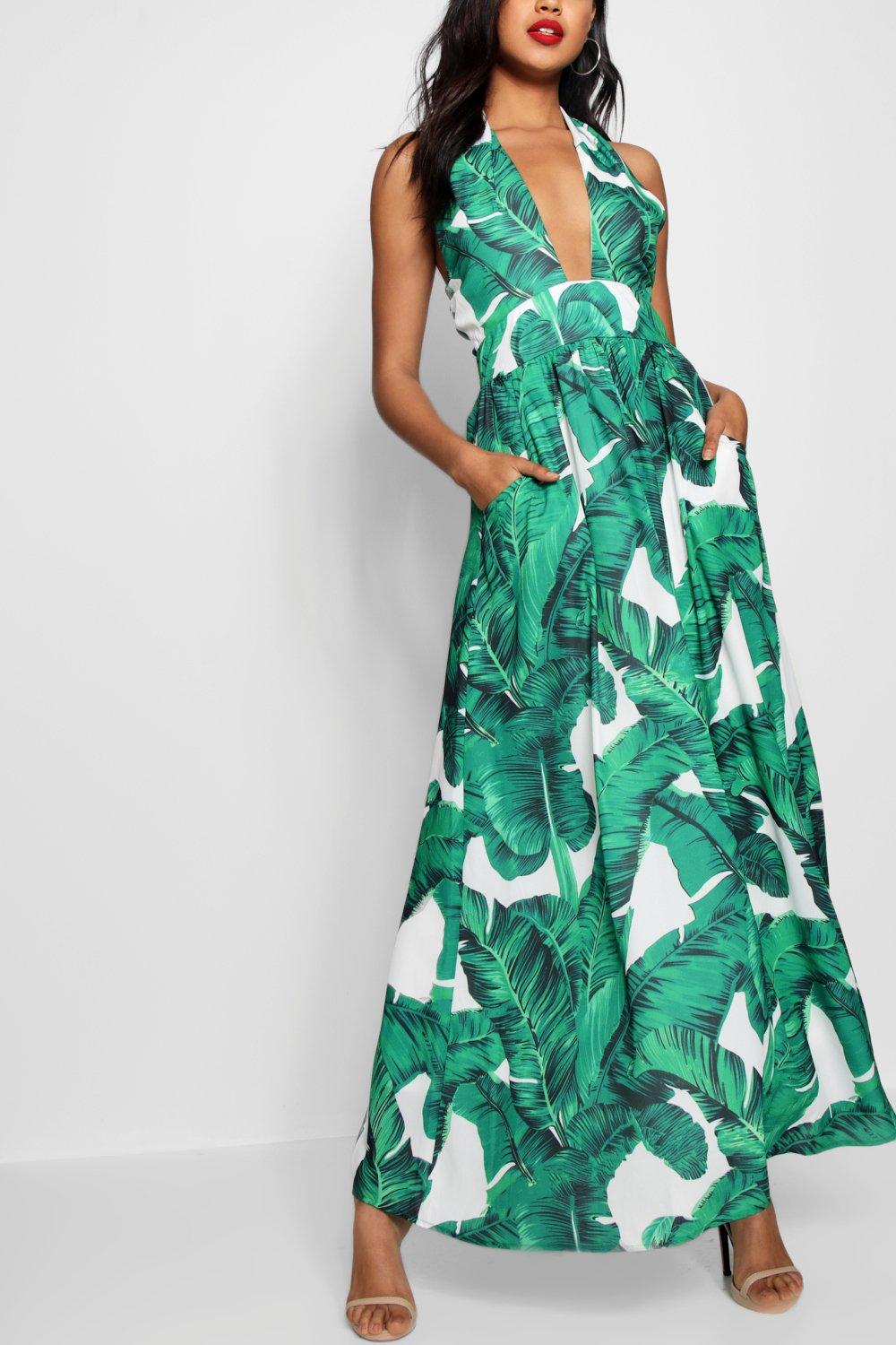 Boohoo palm hot sale print dress