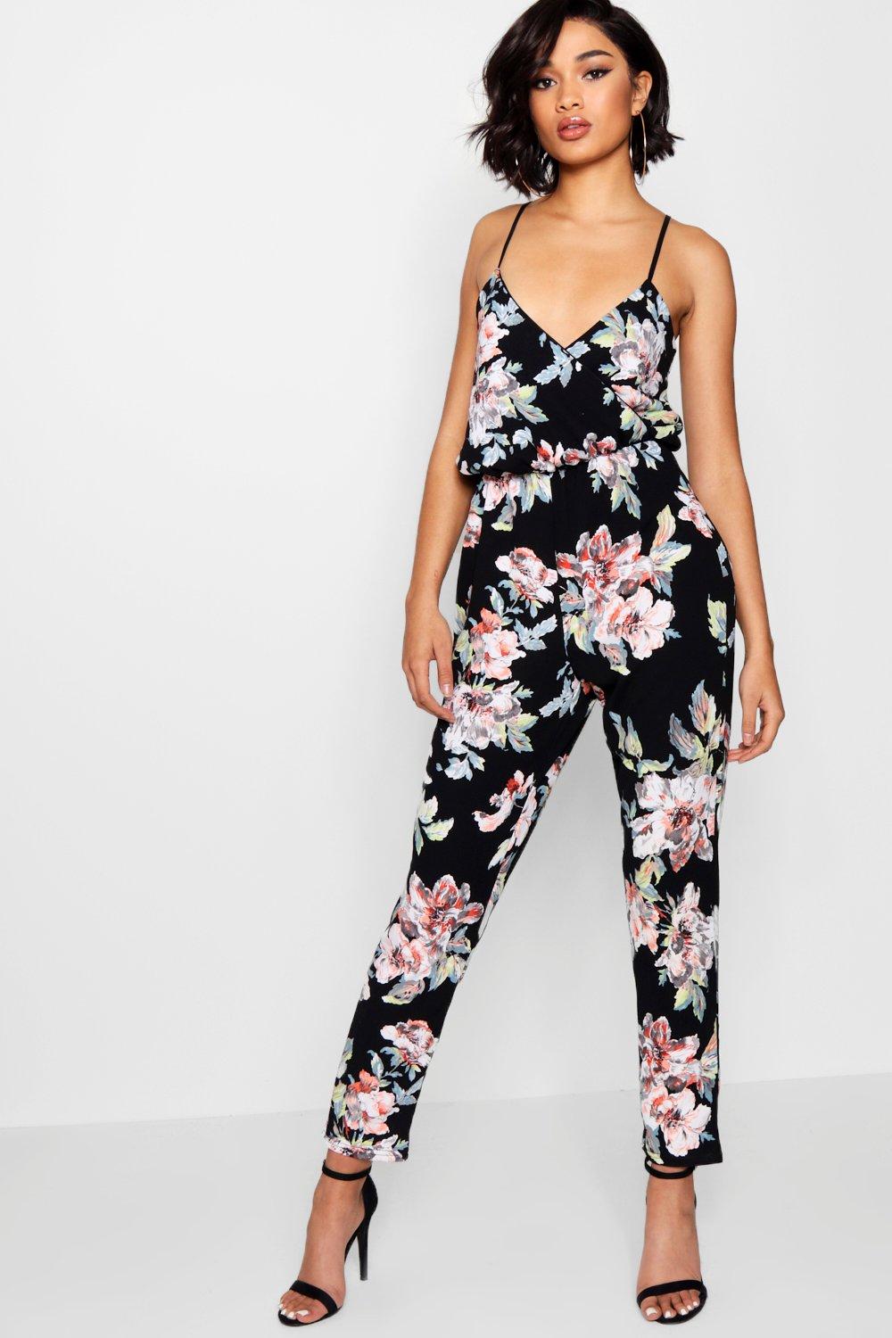 floral print cami wrap strappy jumpsuit