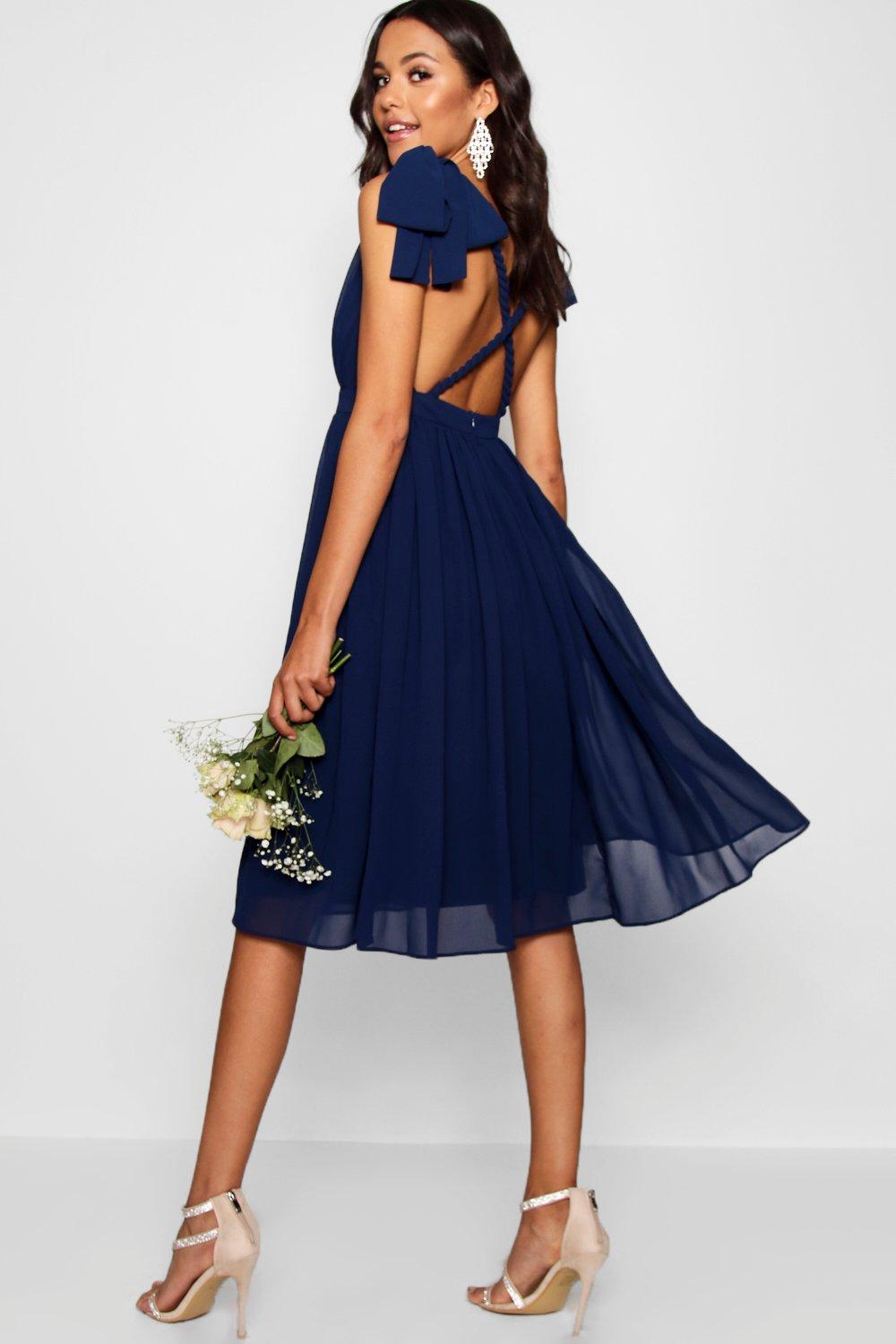 navy blue midi bridesmaid dress