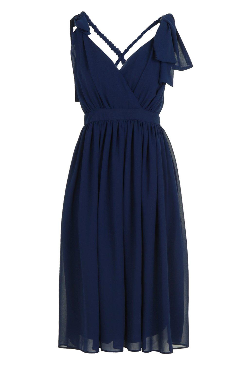 chiffon pleated back midi skater dress