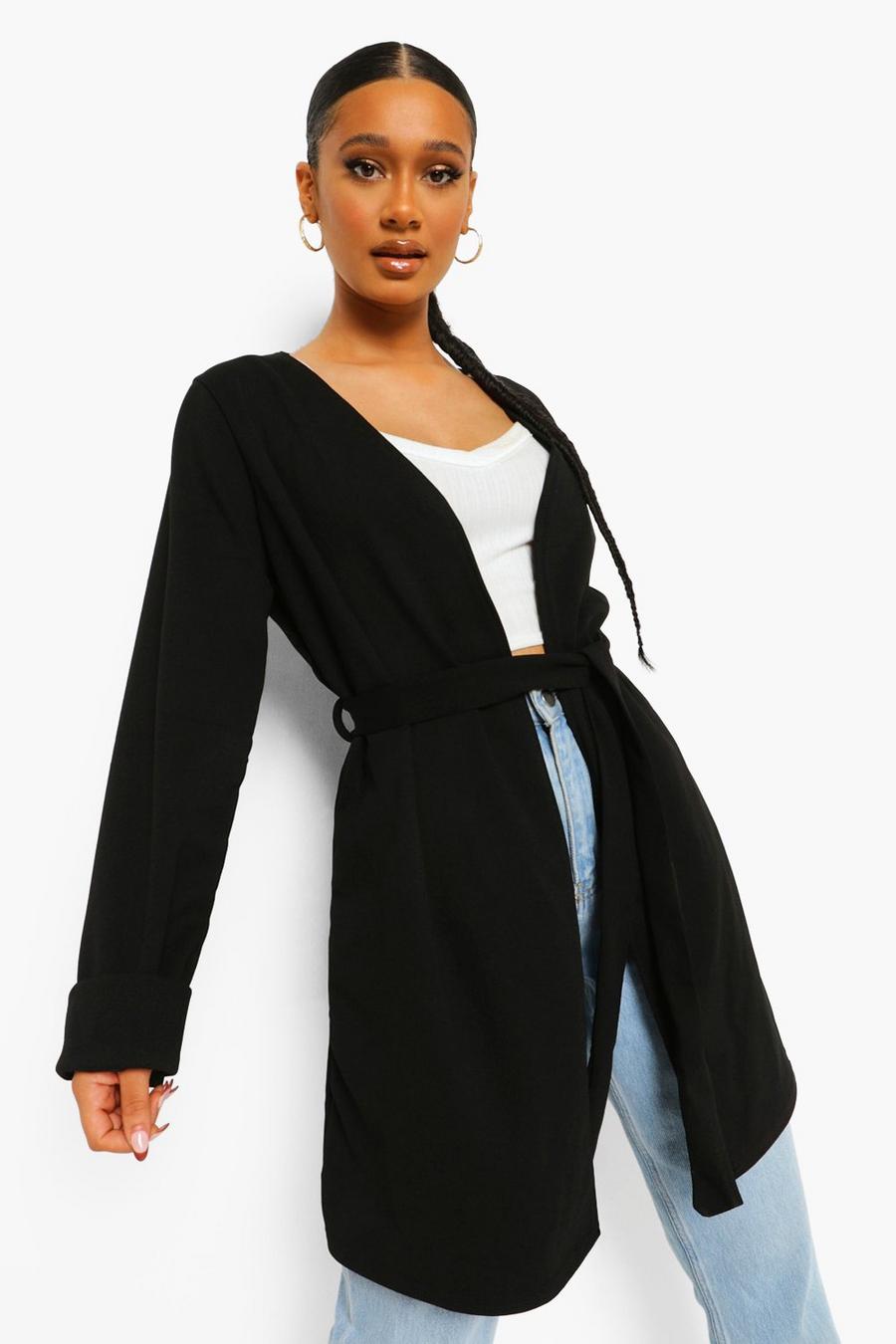 Black Kimono i oversize-modell med knytband image number 1