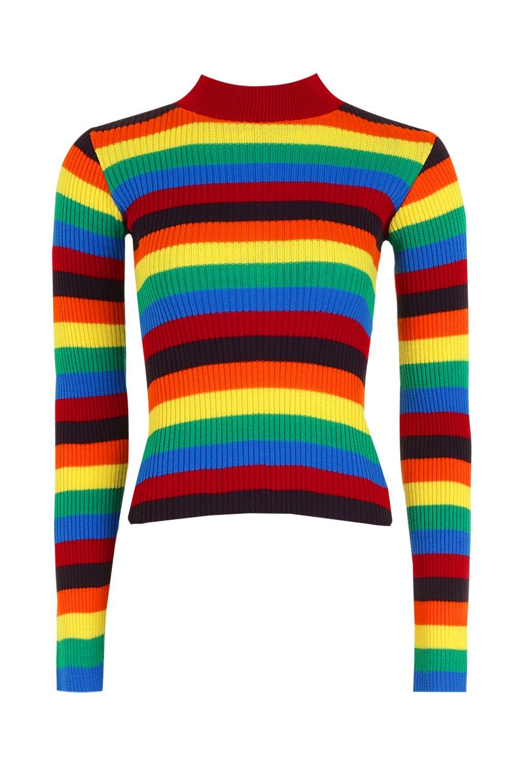 boohoo rainbow jumper