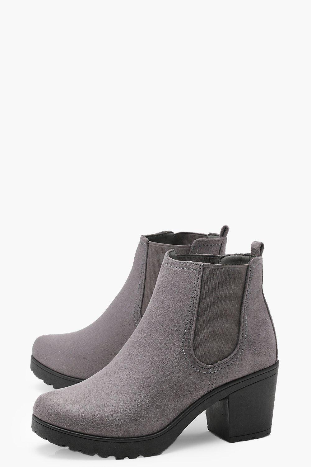 chunky cleated heel chelsea boots