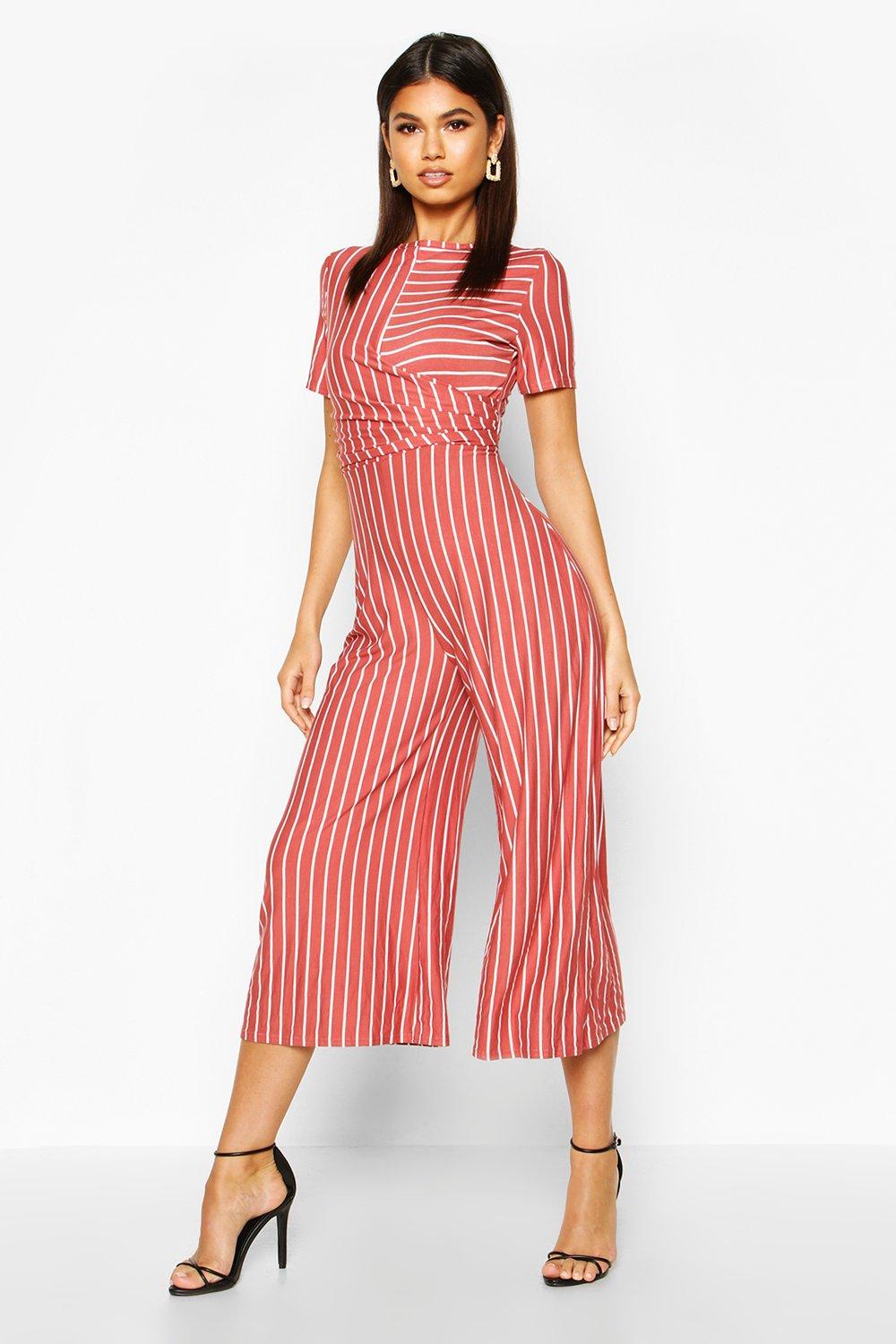 boohoo striped jumpsuit