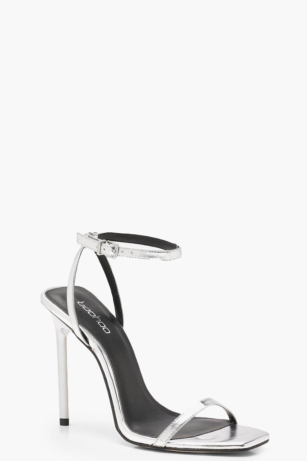 Metallic Square Toe Heels | boohoo