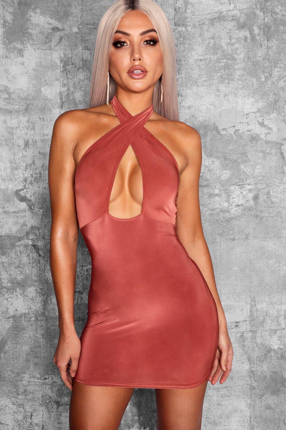 boohoo terracotta dress