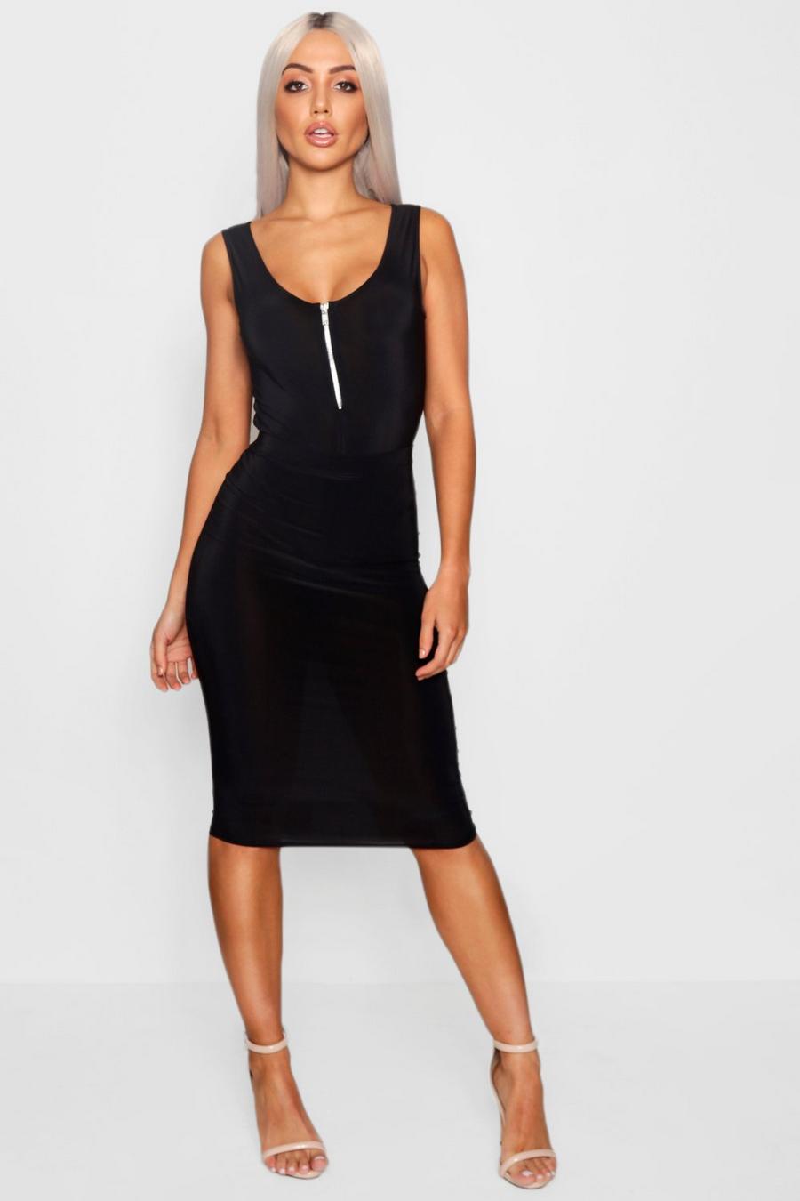 Falda midi elegante, Negro image number 1