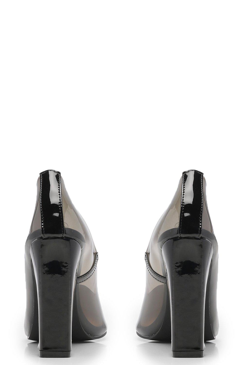 black court shoes block heel leather