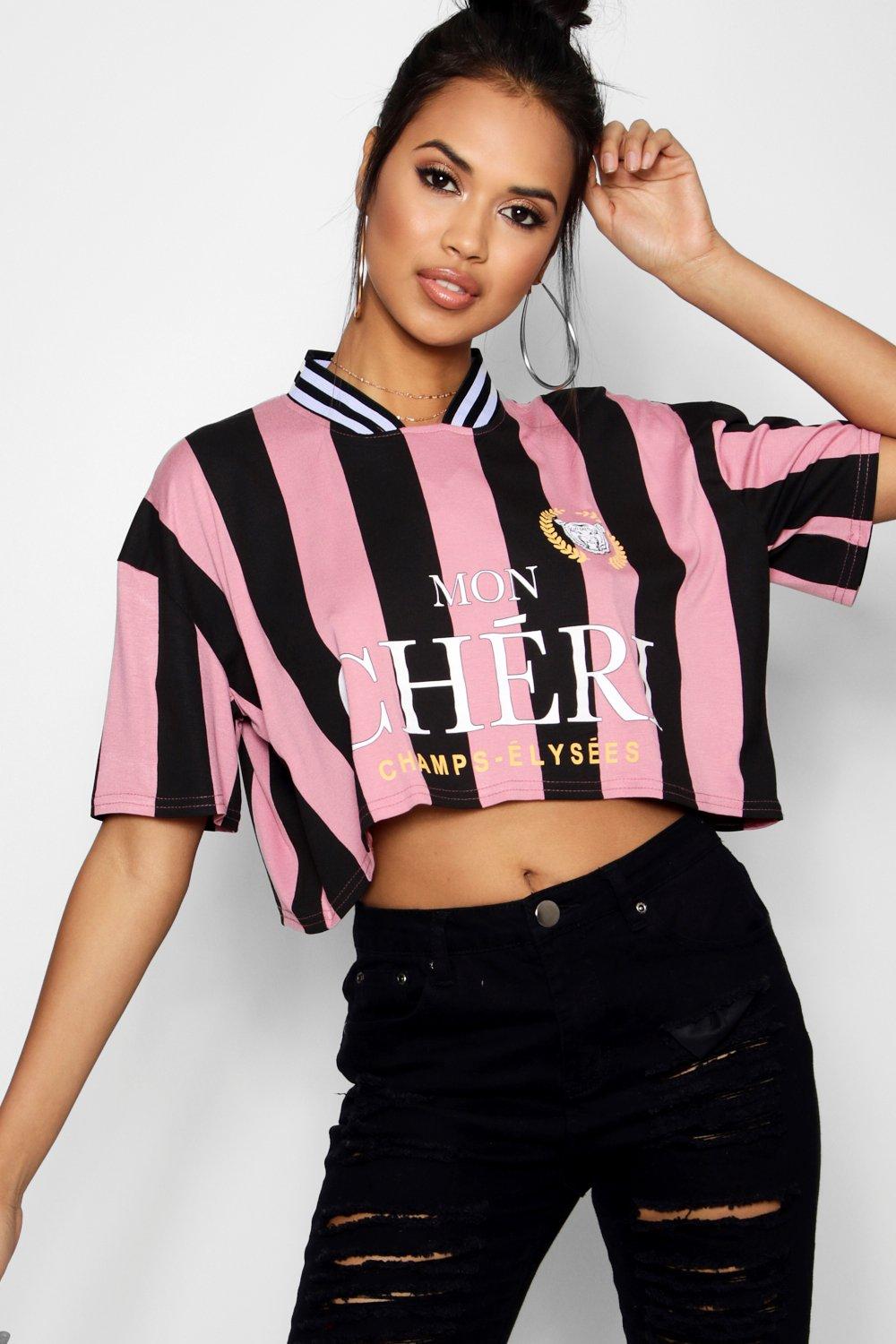 women's football jersey crop top