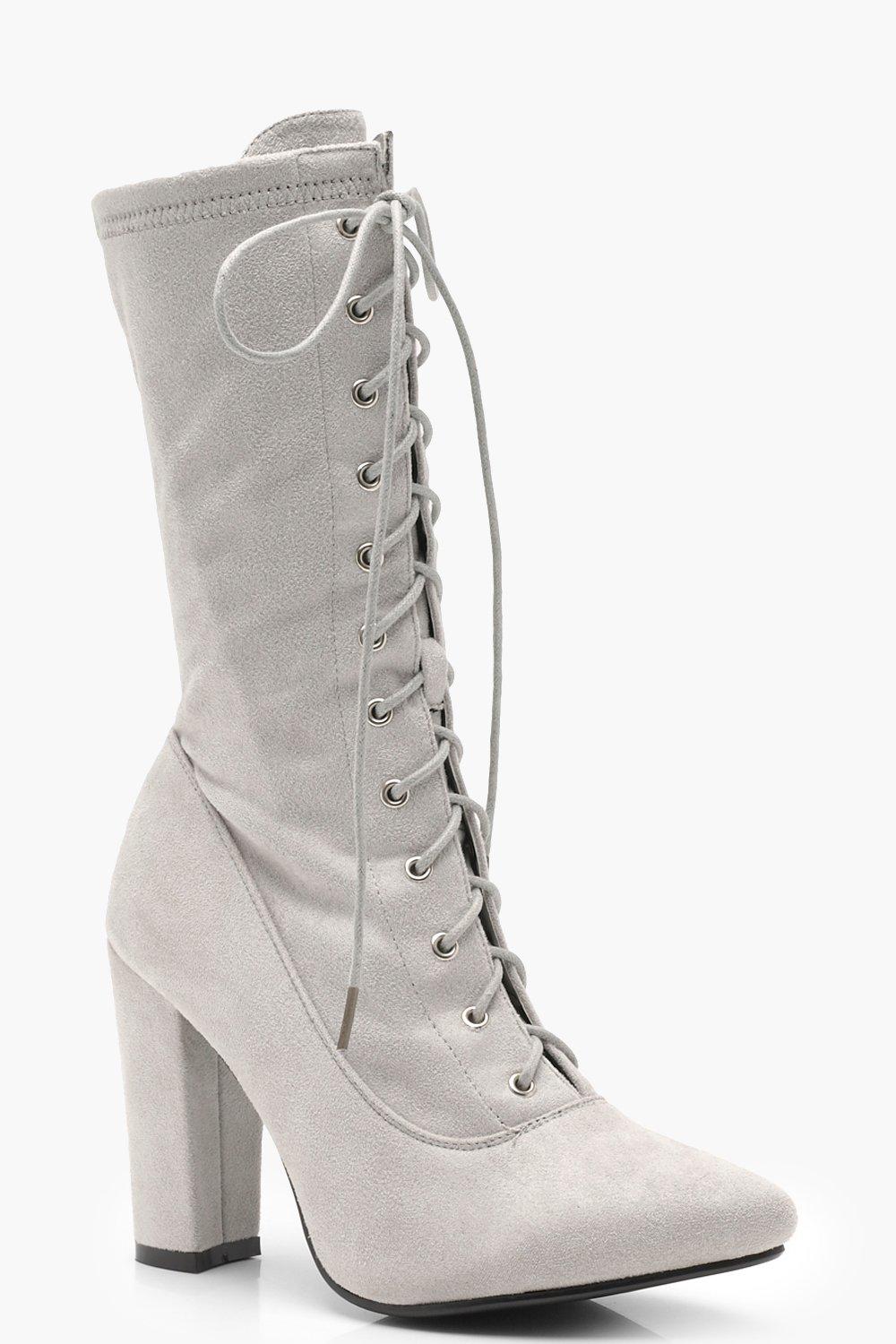 black lace up sock boots