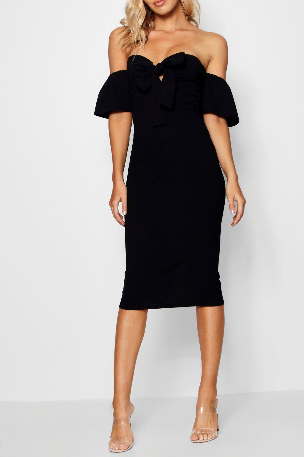 Tie front off shoulder deals dress