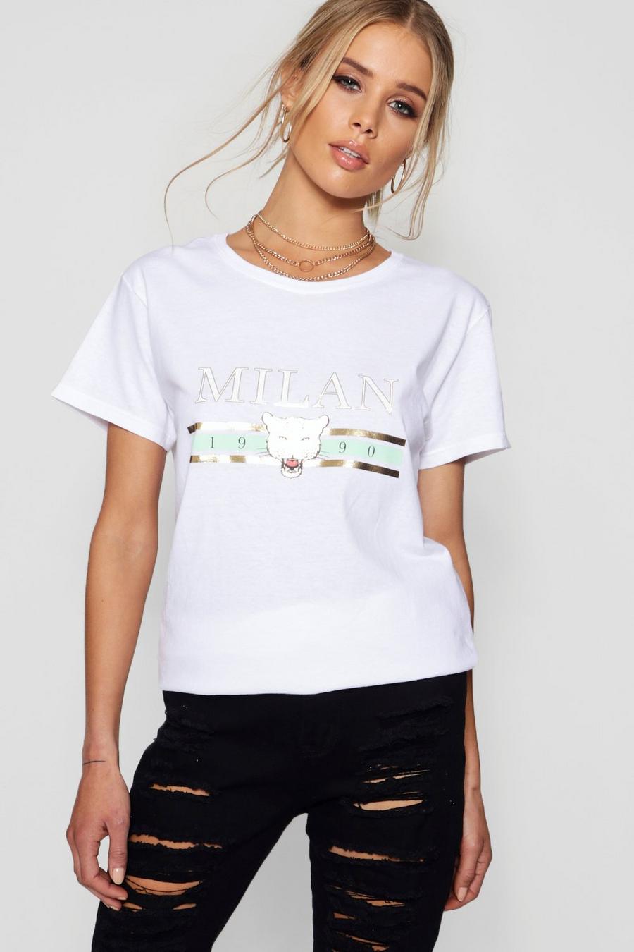 Pastellfarbenes T-Shirt mit Slogan in Folien-Druck image number 1