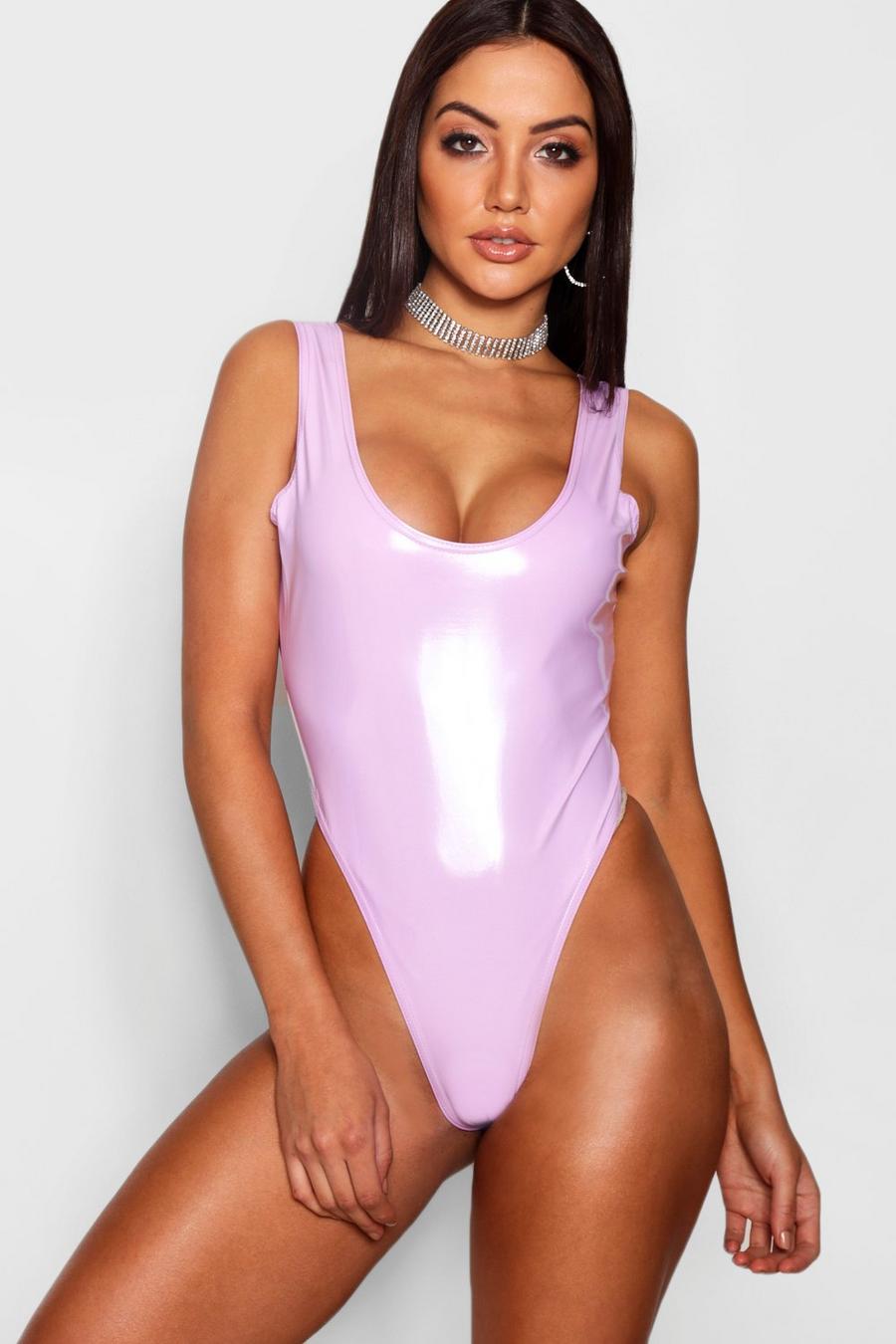 Lilac Vinyl High Rise Bodysuit image number 1