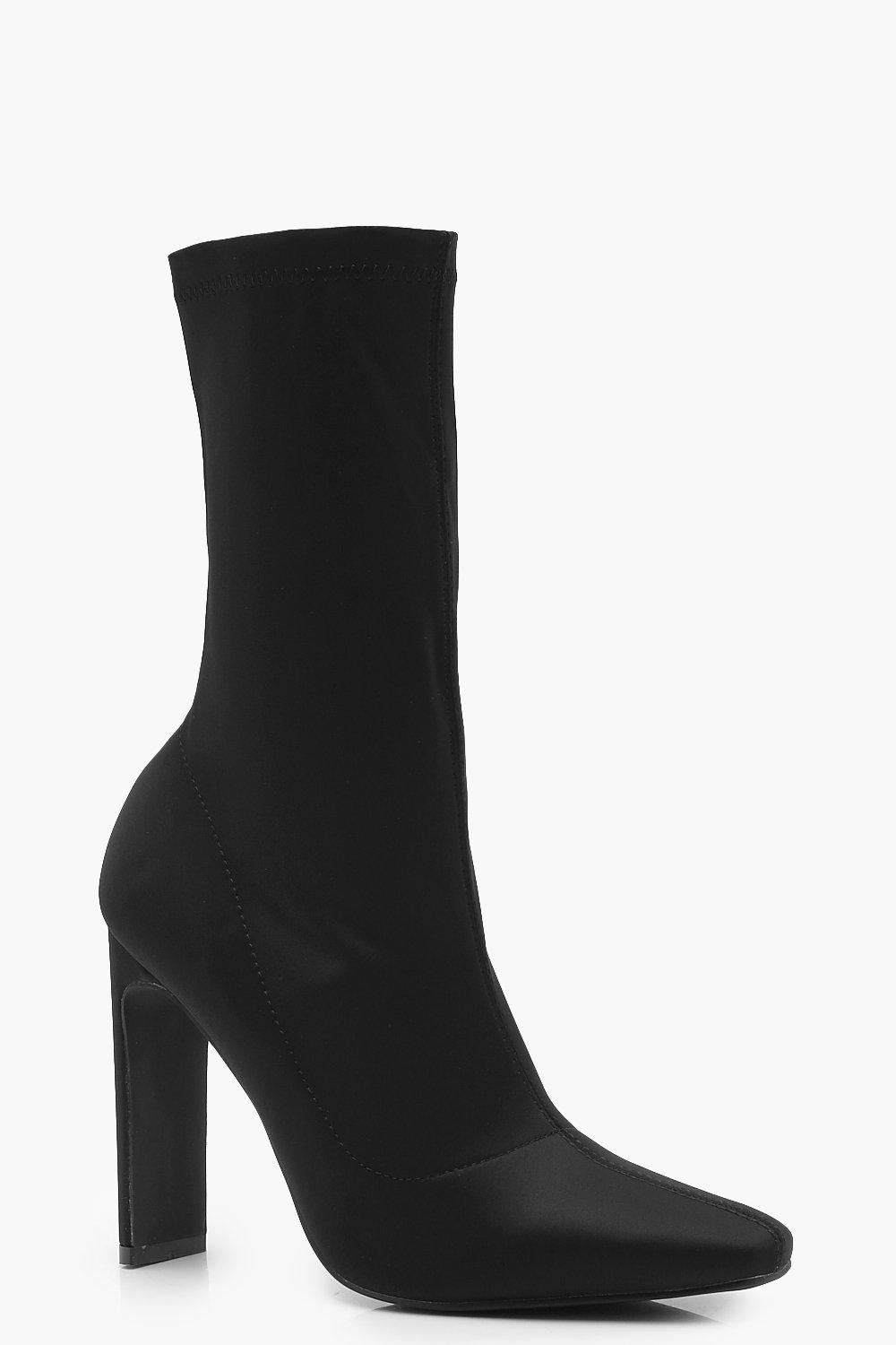 Slim Straight Heel Sock Boots | boohoo