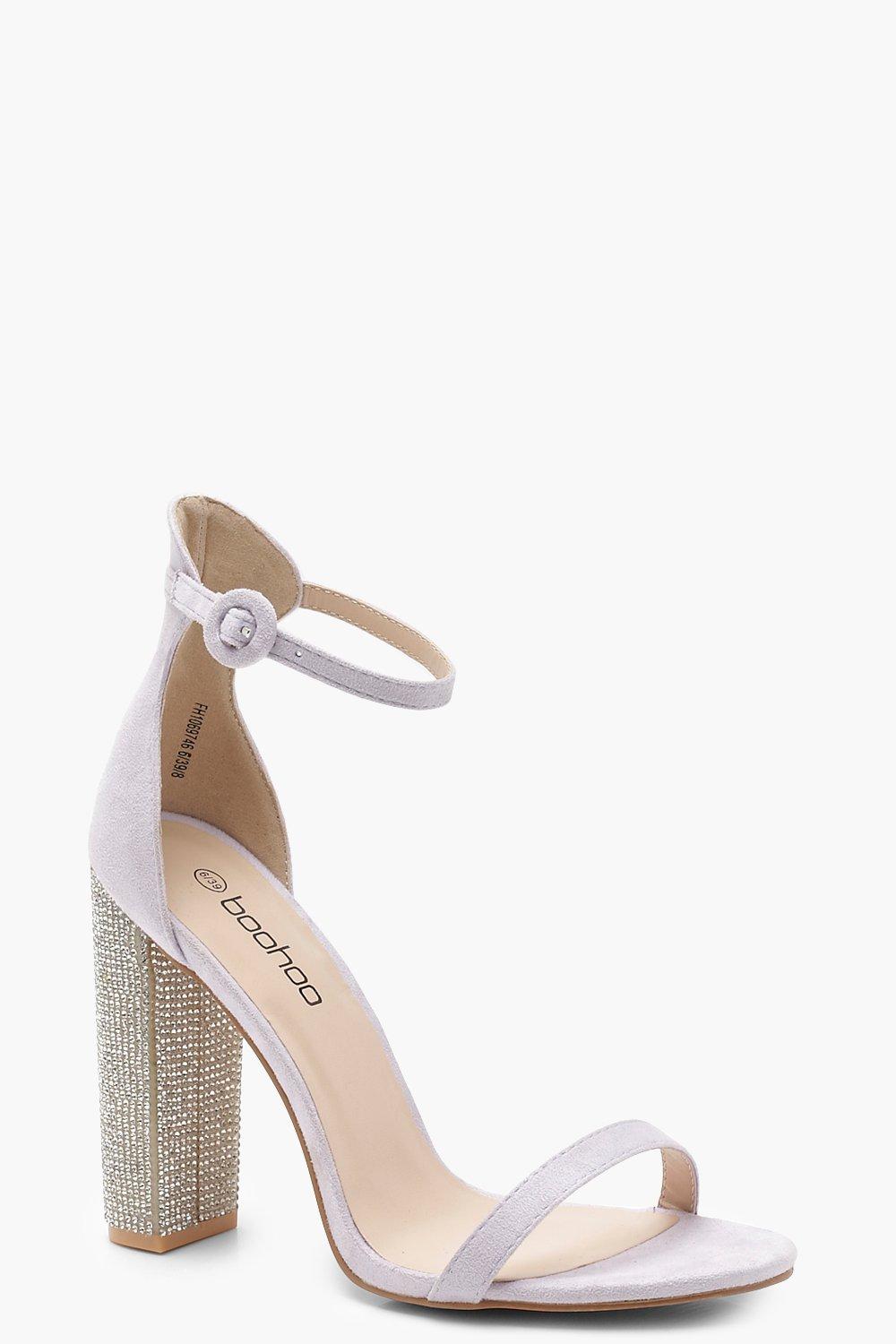 block heel diamante shoes