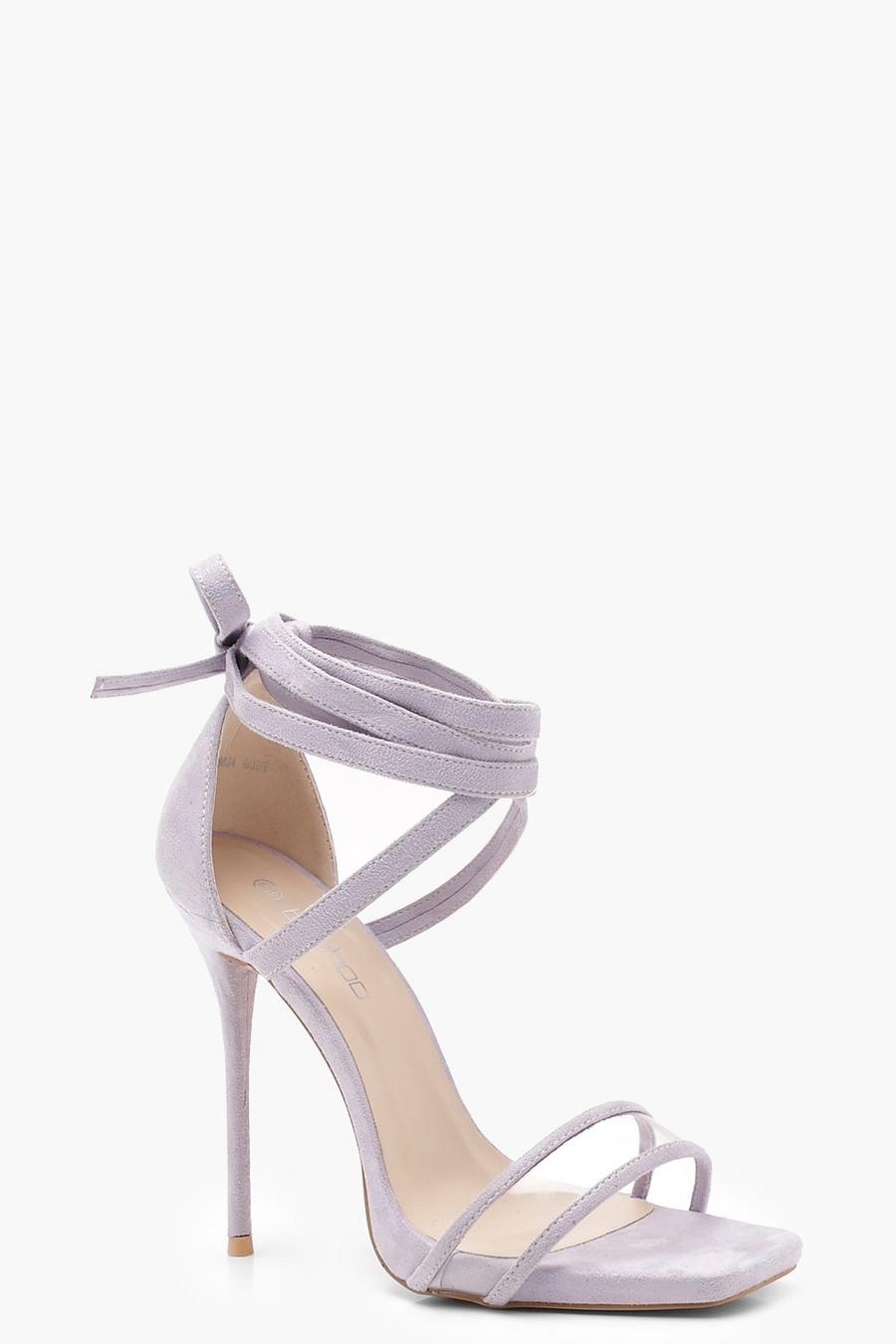 Lilac Clear Strap Wrap Detail Heels image number 1