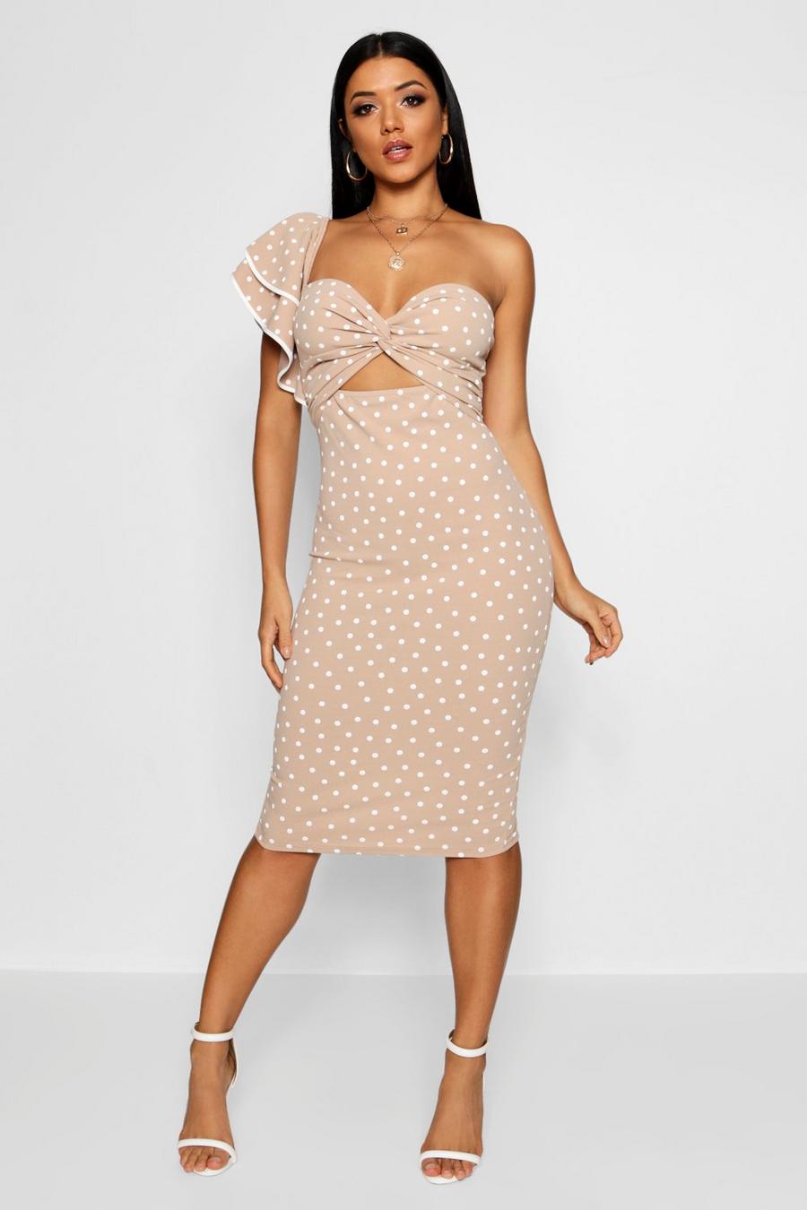 Boutique Polka Dot Ruffle Midi Dress image number 1