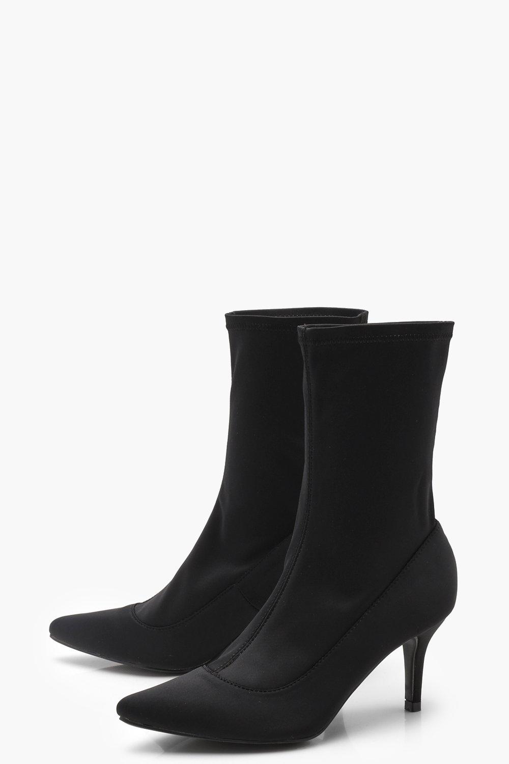 black pointed sock boot