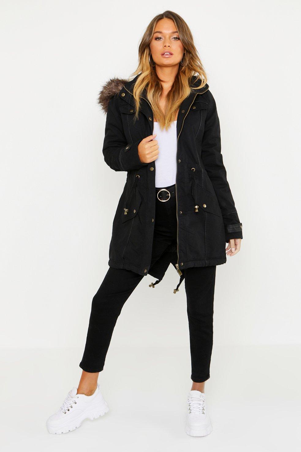 boohoo parka womens