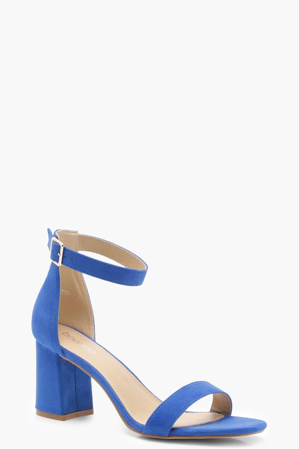 blue low block heel