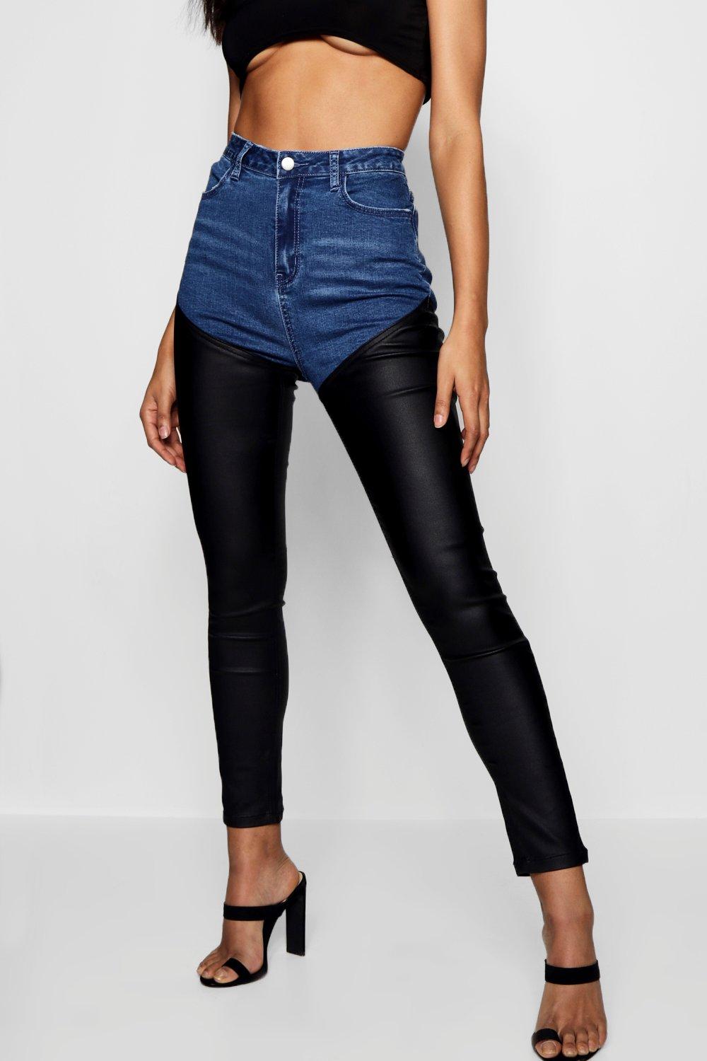 pu high waisted jeans