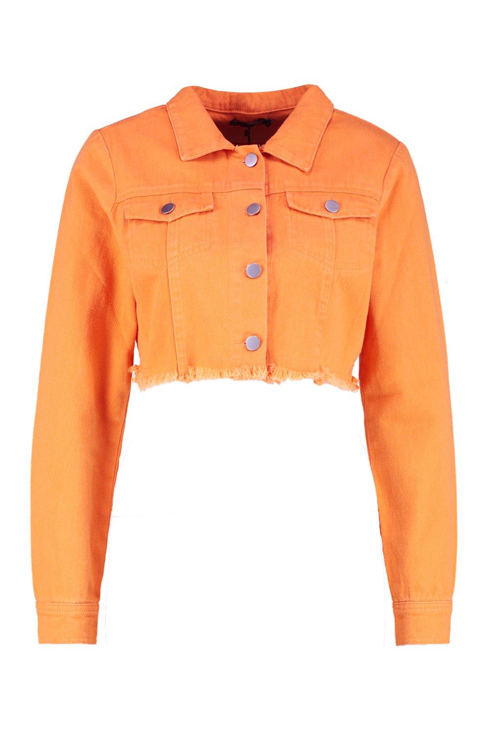 Orange cropped jean store jacket