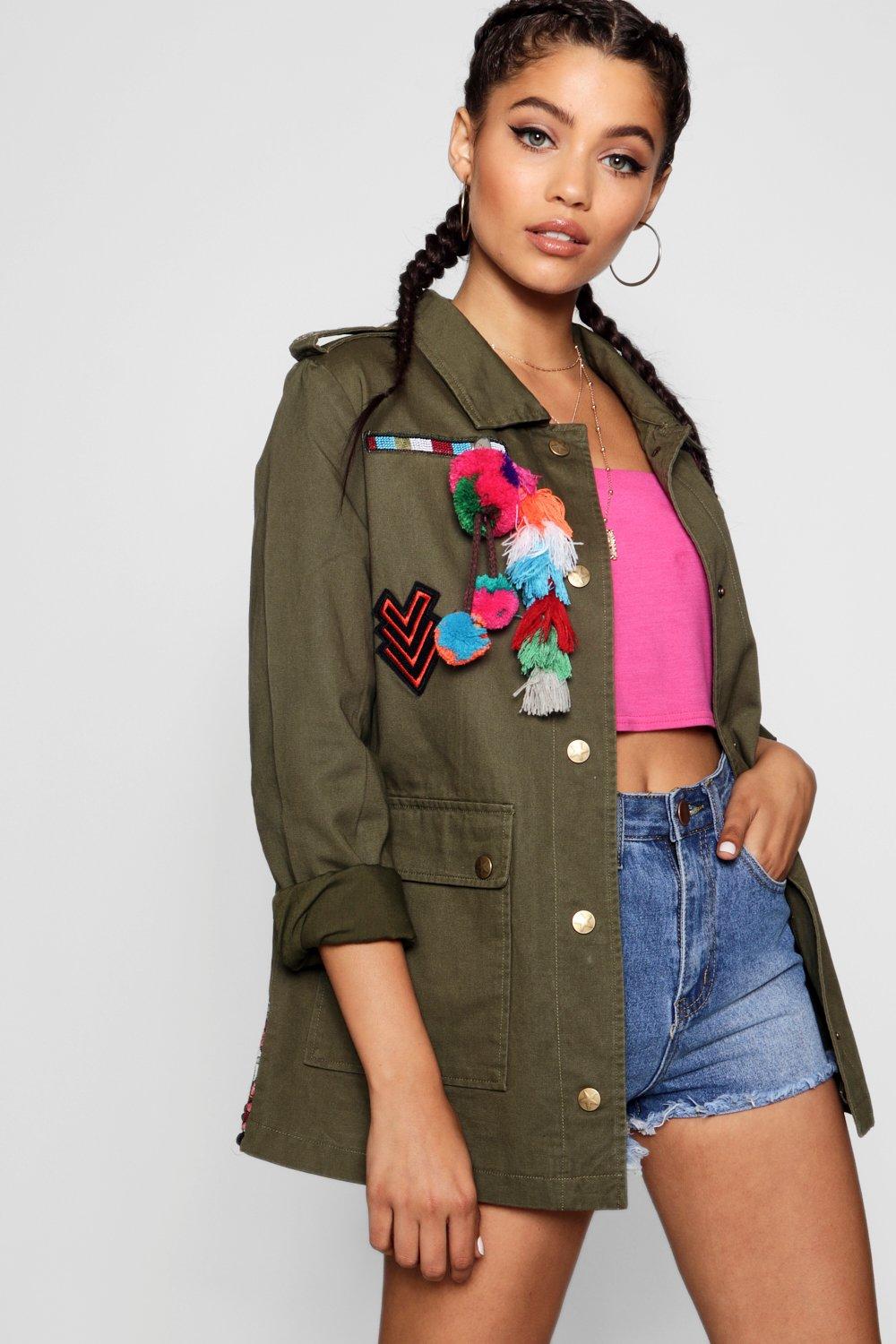 Embellished army outlet jacket