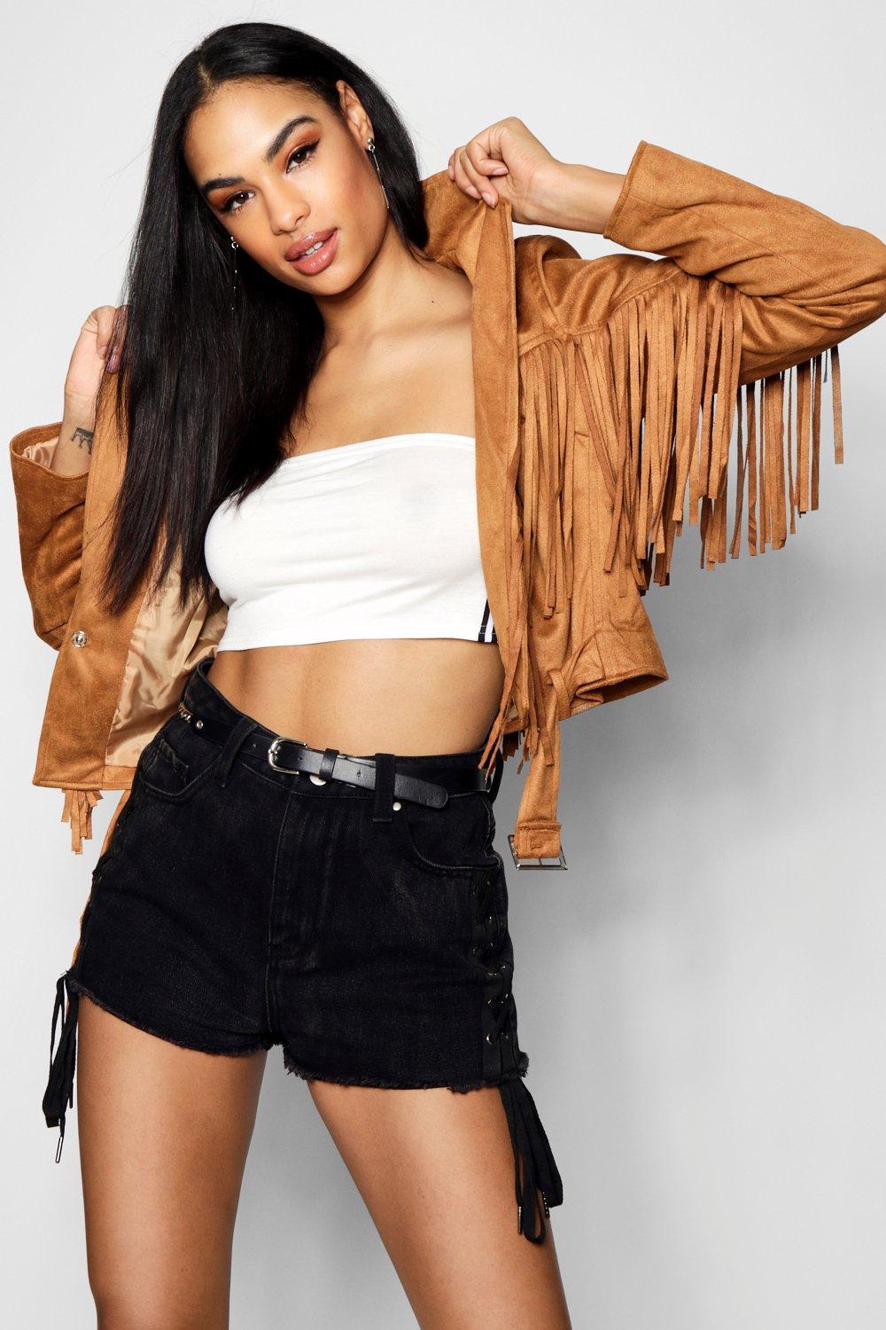 FAUX SUEDE JACKET - Dark beige