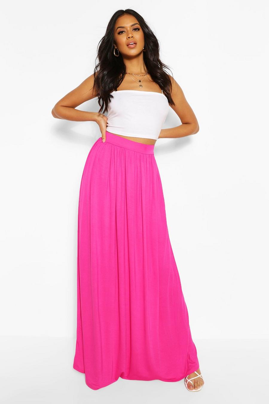 Hot pink Basic Floor Sweeping Maxi Skirt image number 1