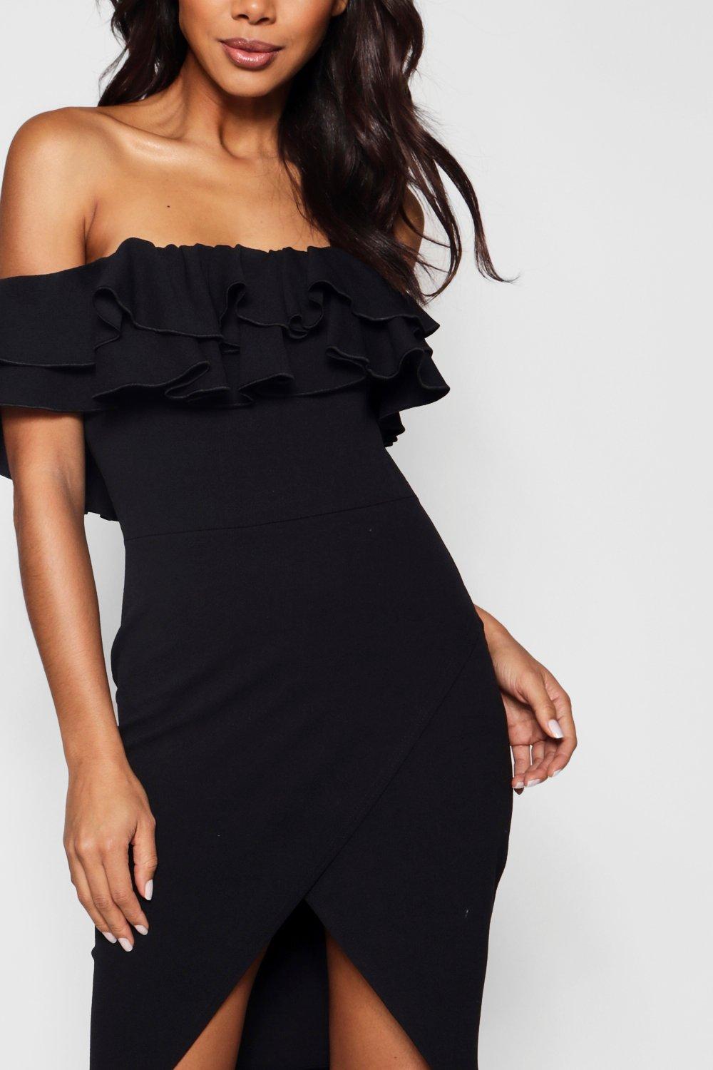 Off the shoulder midi dress casual sale