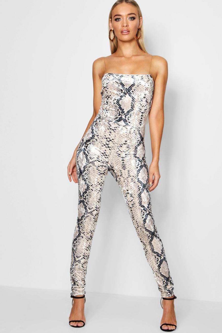 Snake Print Chain Detail Jumpsuit image number 1