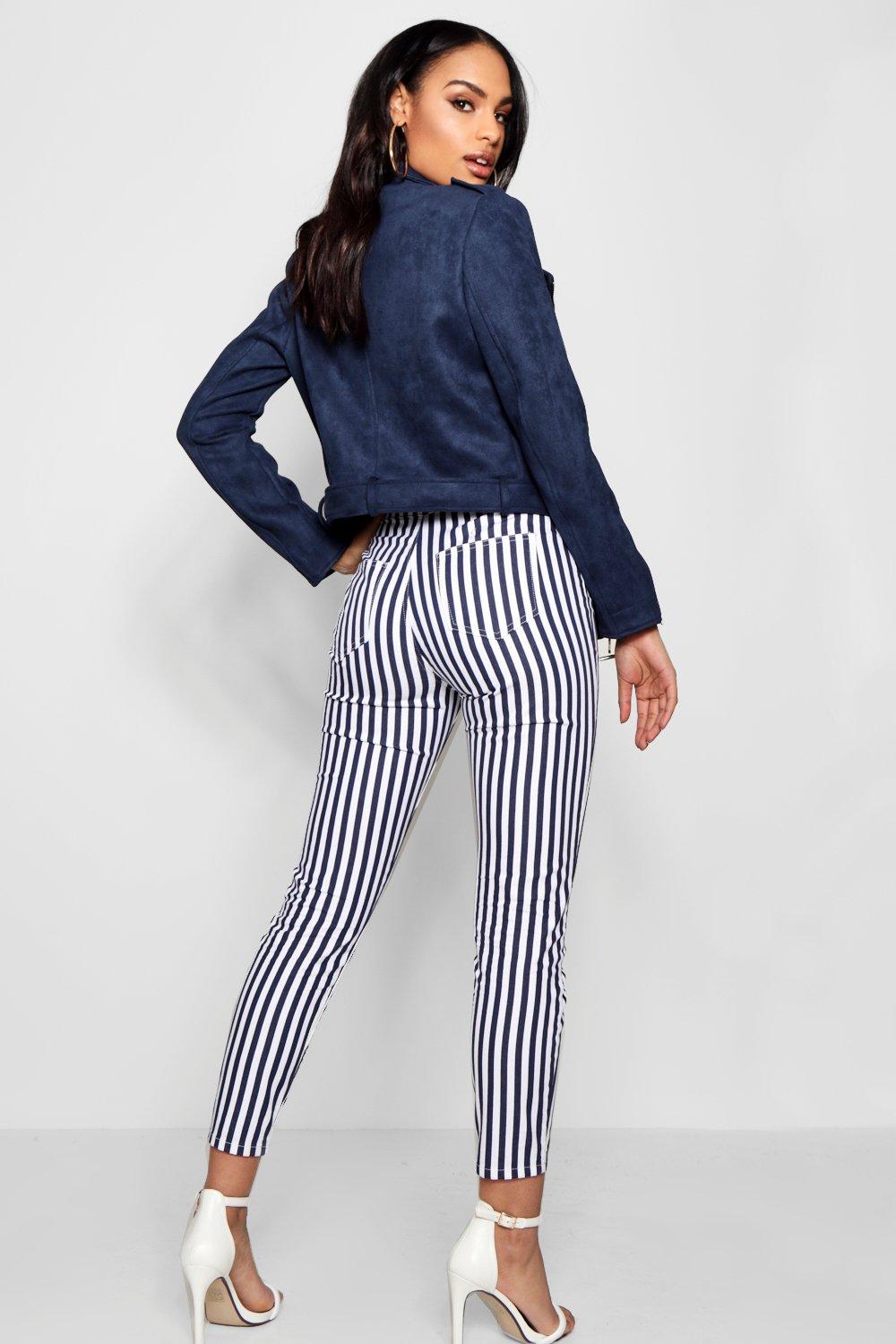 Striped high 2025 waisted jeans