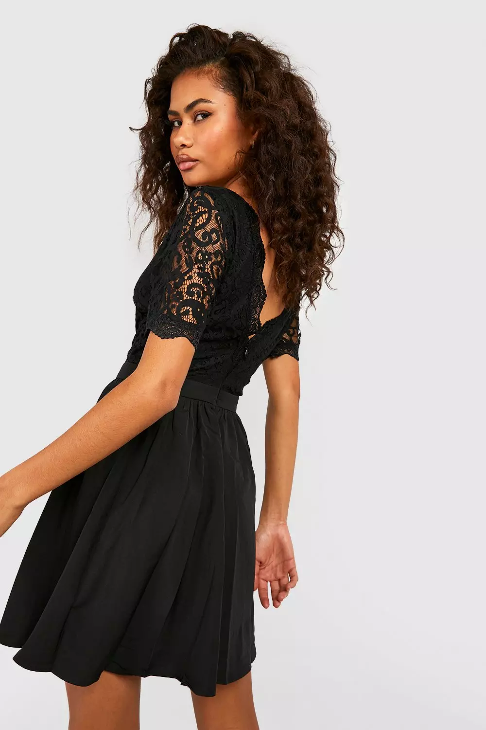 Lace top sales skater dress