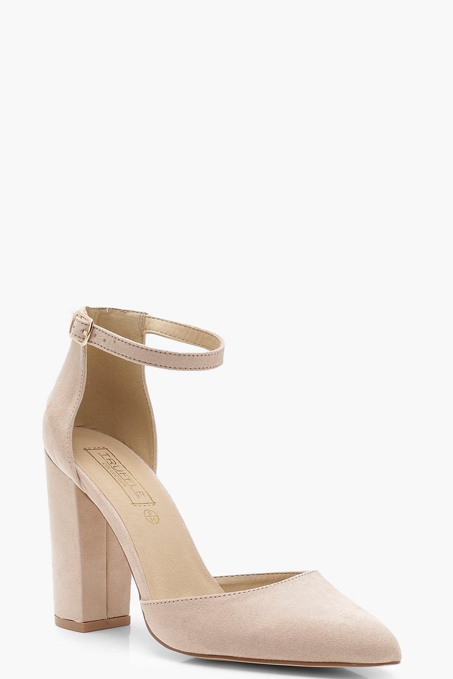 Nude Pointed Ankle Strap Heels image number 1