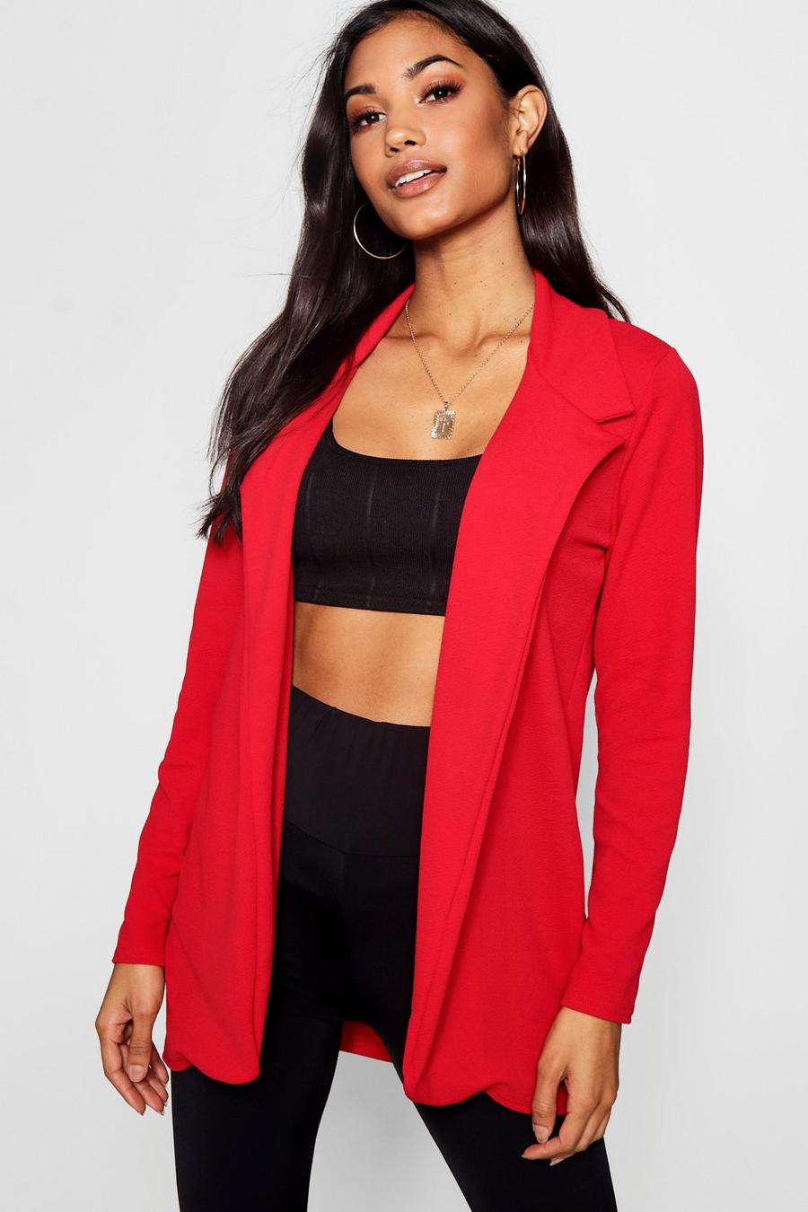 Red Jersey Crepe Fitted Blazer image number 1
