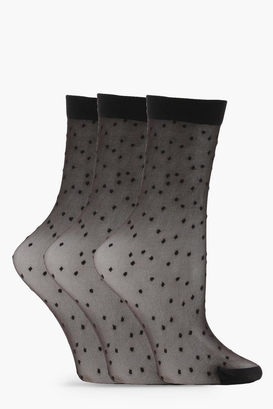 Olivia 3 Pack Sheer Polka Dot Ankle Socks image number 1