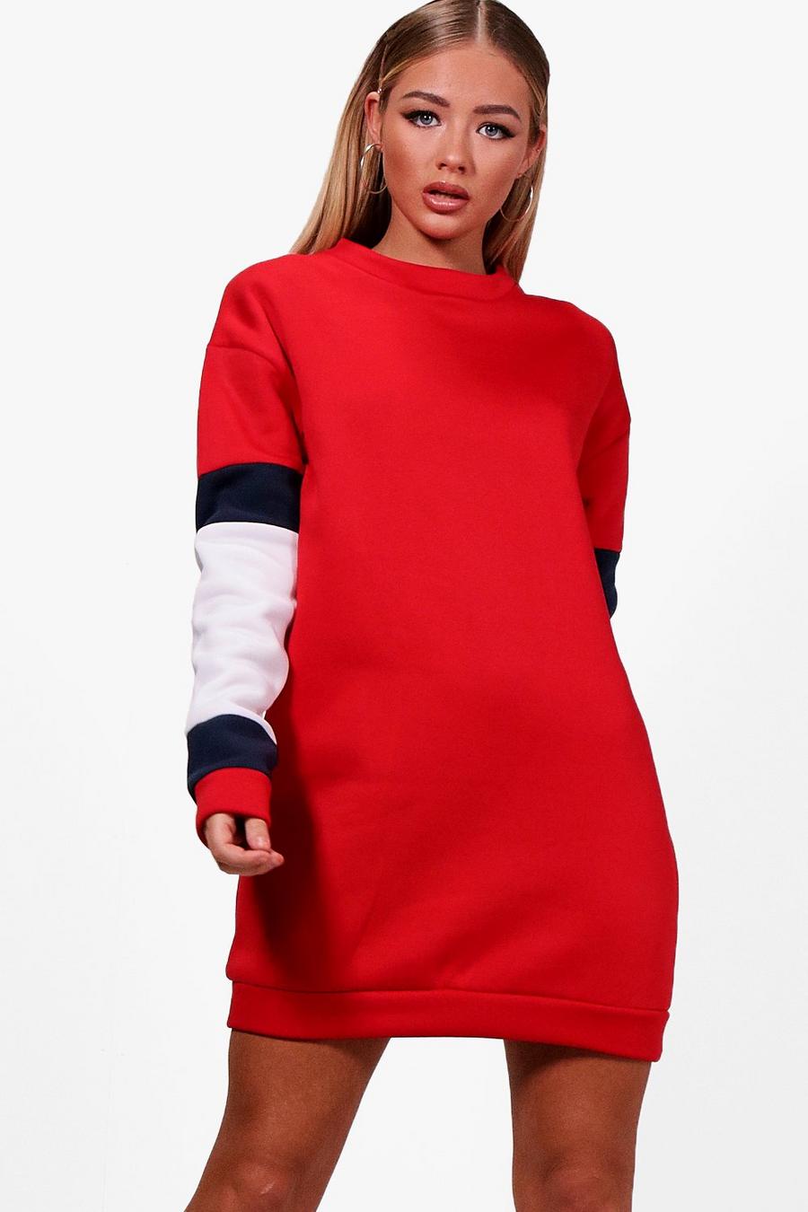 Sweatshirt-Kleid mit Sports-Trim Farbblock-Design image number 1