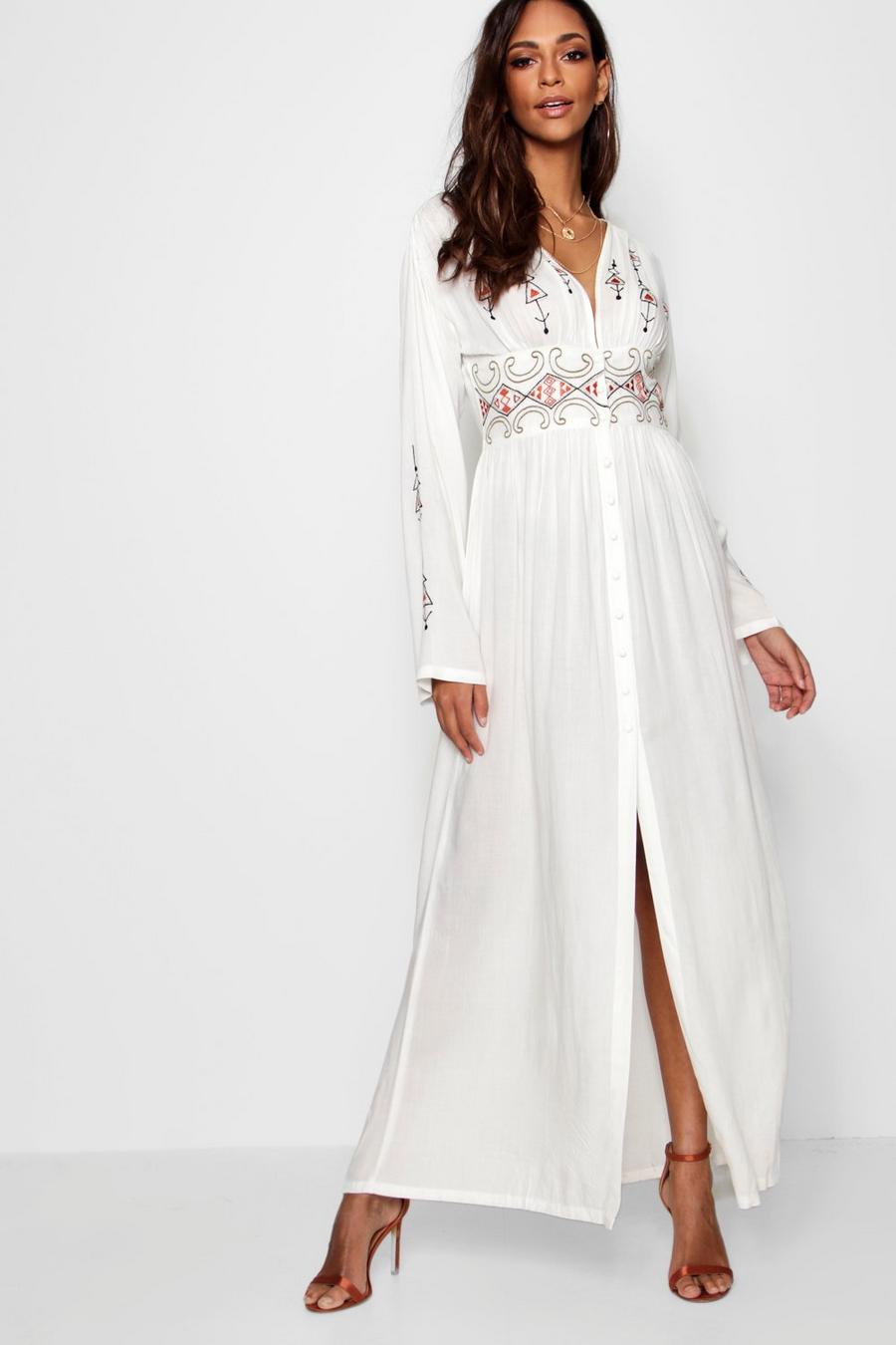 Embroidered Button Through Maxi Dress image number 1