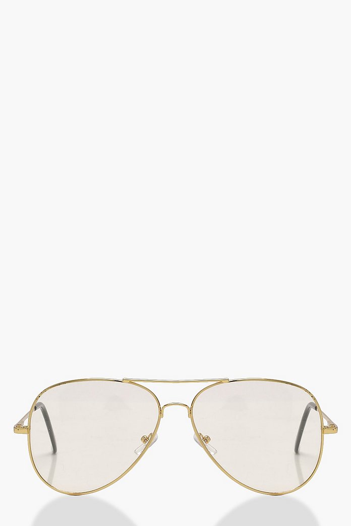Lunettes de soleil monture doré verre transparent Lunettes de soleil monture doré verre transparent