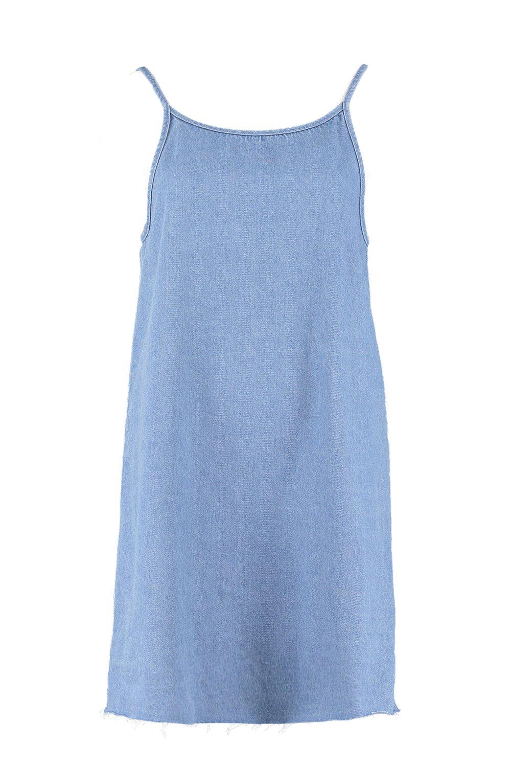 low back denim midi dress