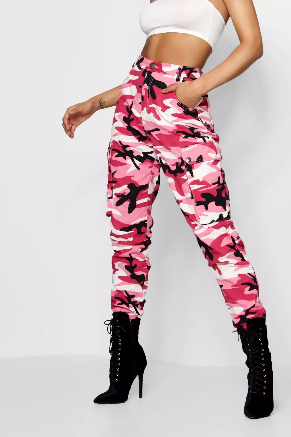 Camo trousers womens store pink