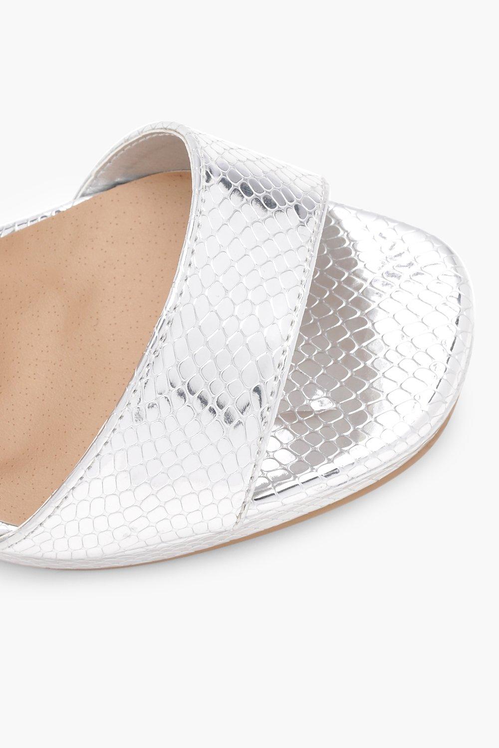 wide width silver heels