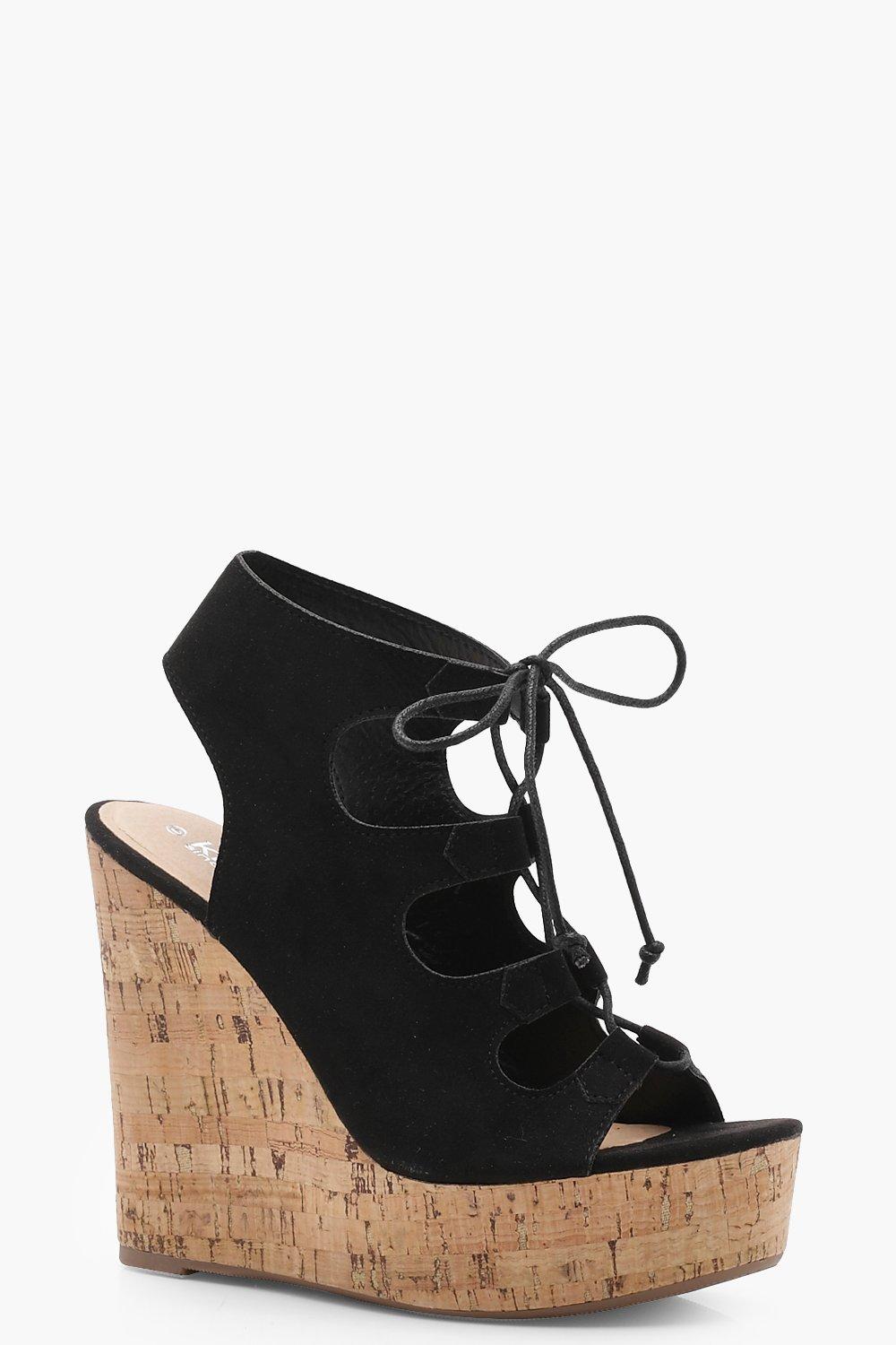 Extreme Schnurschuhe Mit Keilabsatz Aus Kork Boohoo