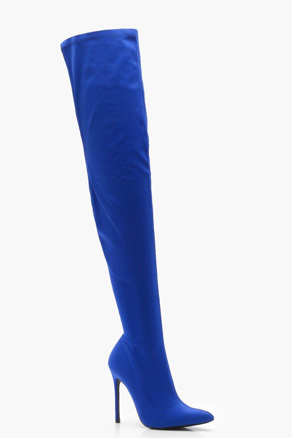 cobalt blue thigh high boots