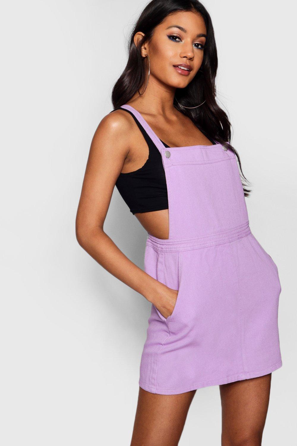 boohoo denim pinafore dress